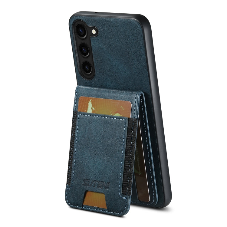 For Samsung Galaxy S24+ 5G Suteni H03 Oil Wax Leather Wallet Stand Back Phone Case(Blue) - free shipping - PMC Jewellery - Order now!
