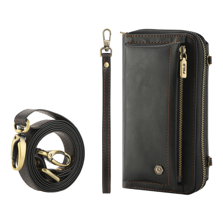 For Samsung Galaxy S24 Ultra 5G Crossbody Multi-functional Zipper Wallet Leather Phone Case(Black) - Galaxy S24 Ultra 5G Cases by PMC Jewellery | Online Shopping South Africa | PMC Jewellery | Buy Now Pay Later Mobicred