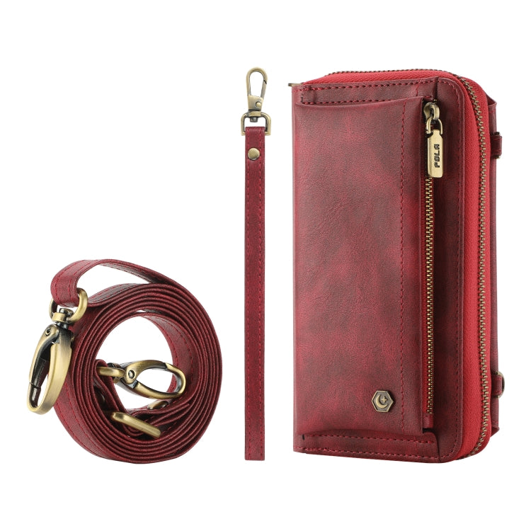 For Samsung Galaxy S24 Ultra 5G Crossbody Multi-functional Zipper Wallet Leather Phone Case(Red) - Galaxy S24 Ultra 5G Cases by PMC Jewellery | Online Shopping South Africa | PMC Jewellery | Buy Now Pay Later Mobicred