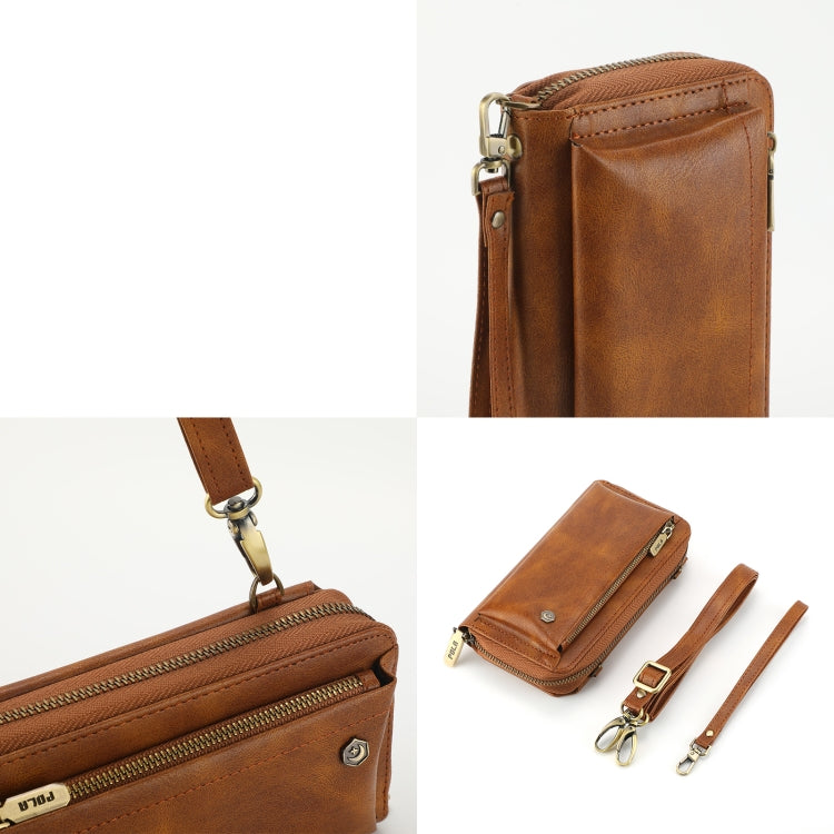 For Samsung Galaxy S24+ 5G Crossbody Multi-functional Zipper Wallet Leather Phone Case(Brown) - Galaxy S24+ 5G Cases by PMC Jewellery | Online Shopping South Africa | PMC Jewellery | Buy Now Pay Later Mobicred