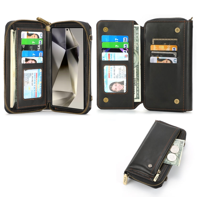 For Samsung Galaxy S24 5G Crossbody Multi-functional Zipper Wallet Leather Phone Case(Black) - Galaxy S24 5G Cases by PMC Jewellery | Online Shopping South Africa | PMC Jewellery | Buy Now Pay Later Mobicred
