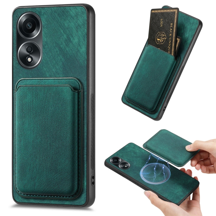 For OPPO A58 4G Retro Leather Card Bag Magnetic Phone Case(Green) - OPPO Cases by PMC TechLife | Online Shopping South Africa | PMC TechLife | Buy Now Pay Later Mobicred