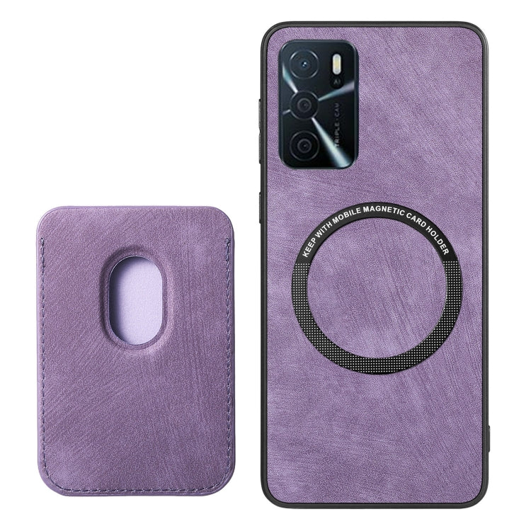 For OPPO A58 4G Retro Leather Card Bag Magnetic Phone Case(Purple) - OPPO Cases by PMC TechLife | Online Shopping South Africa | PMC TechLife | Buy Now Pay Later Mobicred