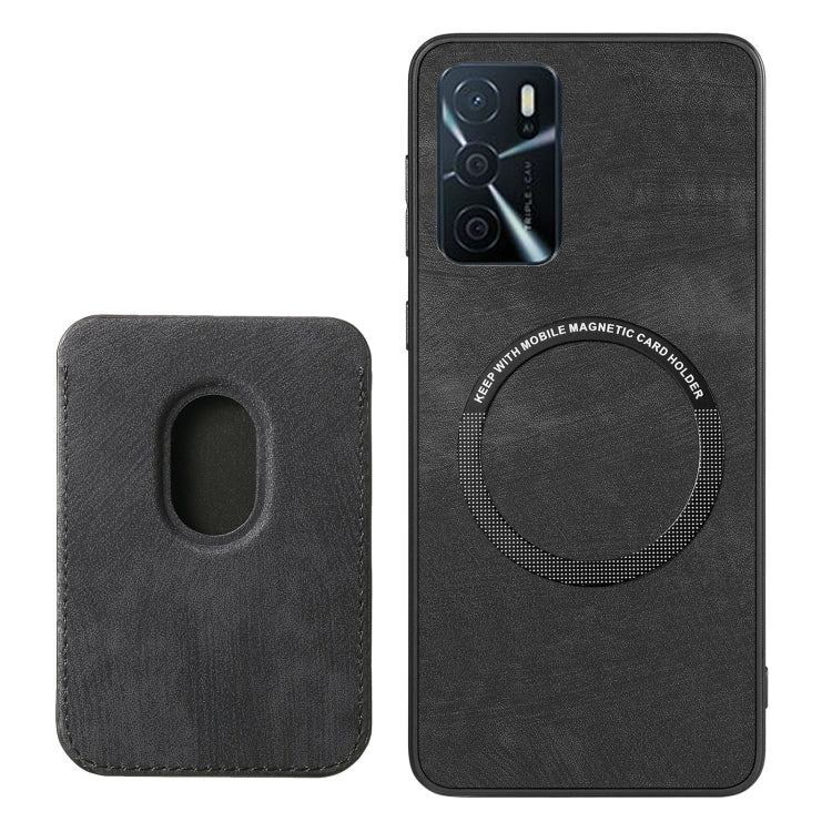For OPPO A58 4G Retro Leather Card Bag Magnetic Phone Case(Black) - OPPO Cases by PMC TechLife | Online Shopping South Africa | PMC TechLife | Buy Now Pay Later Mobicred