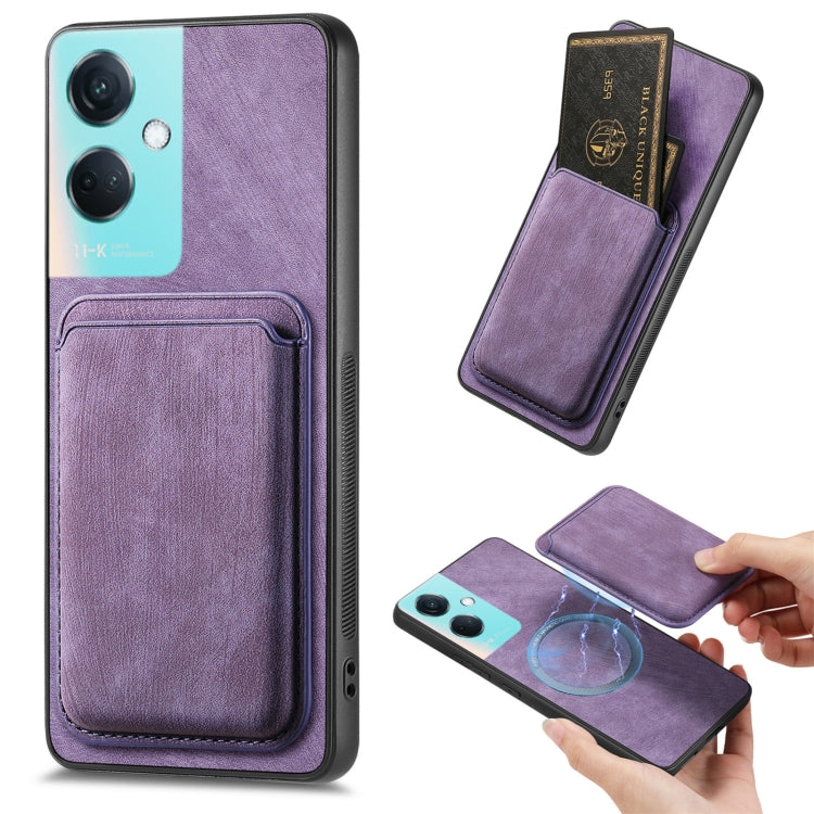 For OPPO K11 5G Retro Leather Card Bag Magnetic Phone Case(Purple) - OPPO Cases by PMC TechLife | Online Shopping South Africa | PMC TechLife | Buy Now Pay Later Mobicred