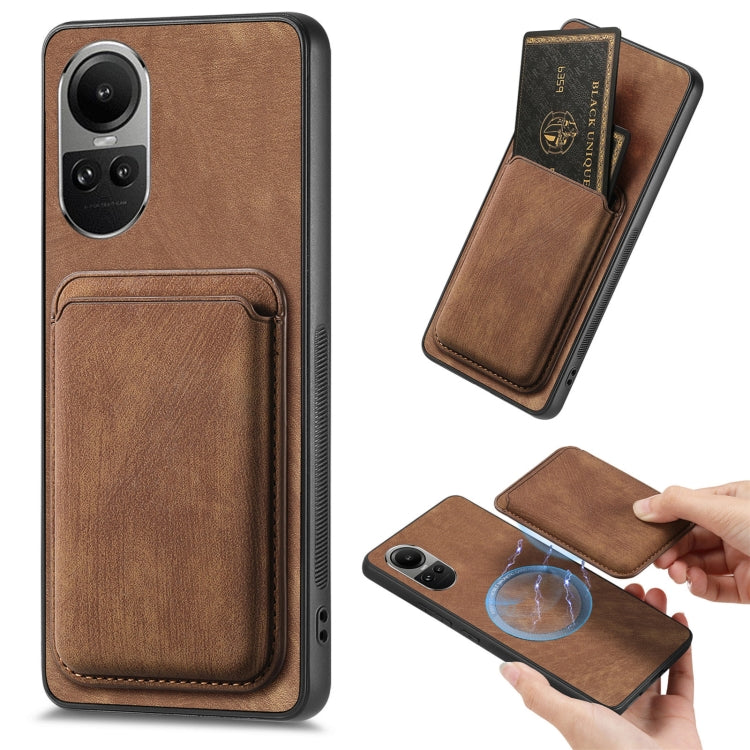 For OPPO Reno10 Global Retro Leather Card Bag Magnetic Phone Case(Brown) - OPPO Cases by PMC TechLife | Online Shopping South Africa | PMC TechLife | Buy Now Pay Later Mobicred