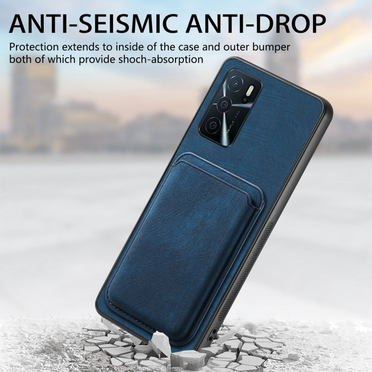 For OPPO Reno10 Global Retro Leather Card Bag Magnetic Phone Case(Blue) - OPPO Cases by PMC TechLife | Online Shopping South Africa | PMC TechLife | Buy Now Pay Later Mobicred