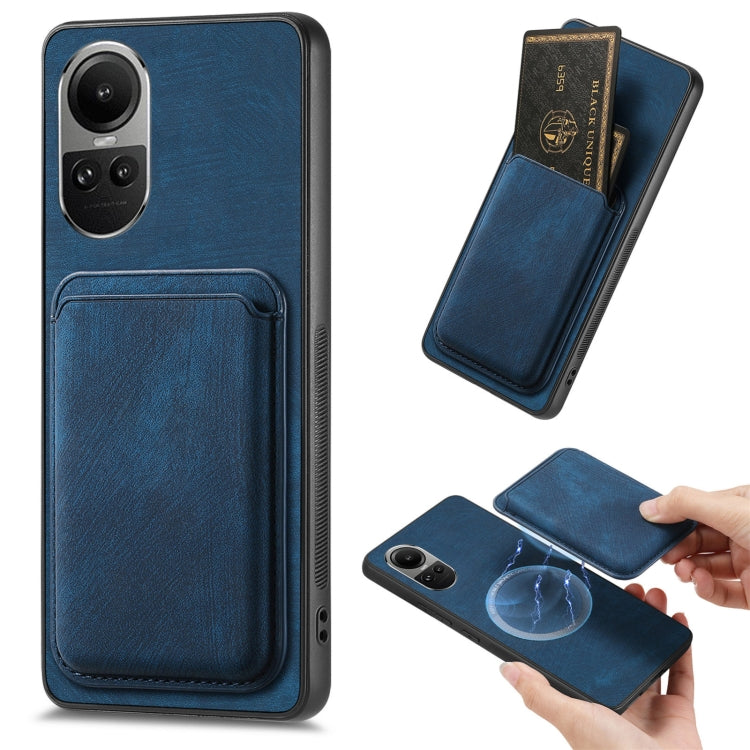 For OPPO Reno10 Pro Global Retro Leather Card Bag Magnetic Phone Case(Blue) - OPPO Cases by PMC TechLife | Online Shopping South Africa | PMC TechLife | Buy Now Pay Later Mobicred