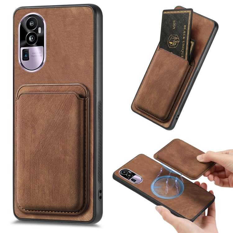 For OPPO Reno10 Pro+ Retro Leather Card Bag Magnetic Phone Case(Brown) - OPPO Cases by PMC TechLife | Online Shopping South Africa | PMC TechLife | Buy Now Pay Later Mobicred
