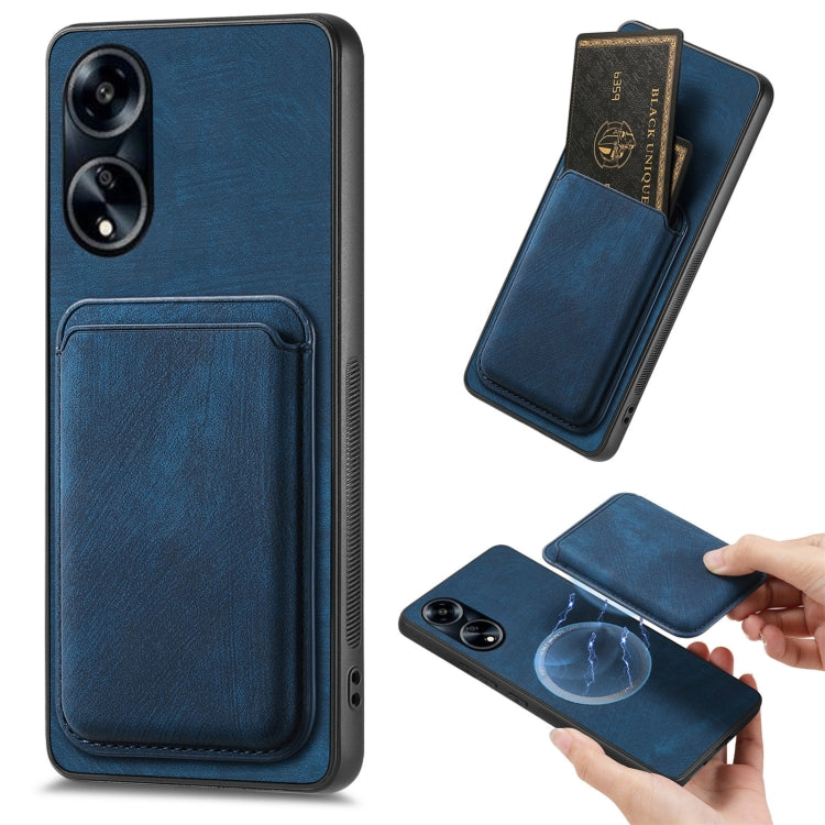 For OPPO A1 5G Retro Leather Card Bag Magnetic Phone Case(Blue) - OPPO Cases by PMC TechLife | Online Shopping South Africa | PMC TechLife | Buy Now Pay Later Mobicred