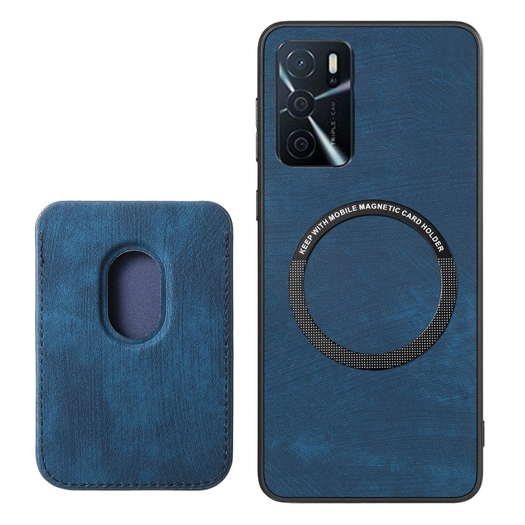 For OPPO Reno8 T 4G Retro Leather Card Bag Magnetic Phone Case(Blue) - OPPO Cases by PMC TechLife | Online Shopping South Africa | PMC TechLife | Buy Now Pay Later Mobicred