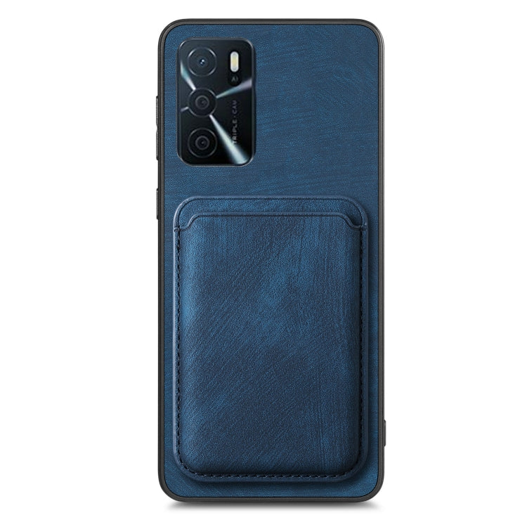 For OPPO Reno9 5G Retro Leather Card Bag Magnetic Phone Case(Blue) - OPPO Cases by PMC TechLife | Online Shopping South Africa | PMC TechLife | Buy Now Pay Later Mobicred