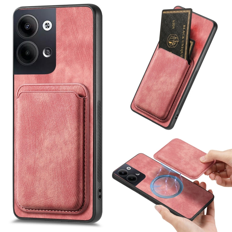 For OPPO Reno9 5G Retro Leather Card Bag Magnetic Phone Case(Pink) - OPPO Cases by PMC TechLife | Online Shopping South Africa | PMC TechLife | Buy Now Pay Later Mobicred