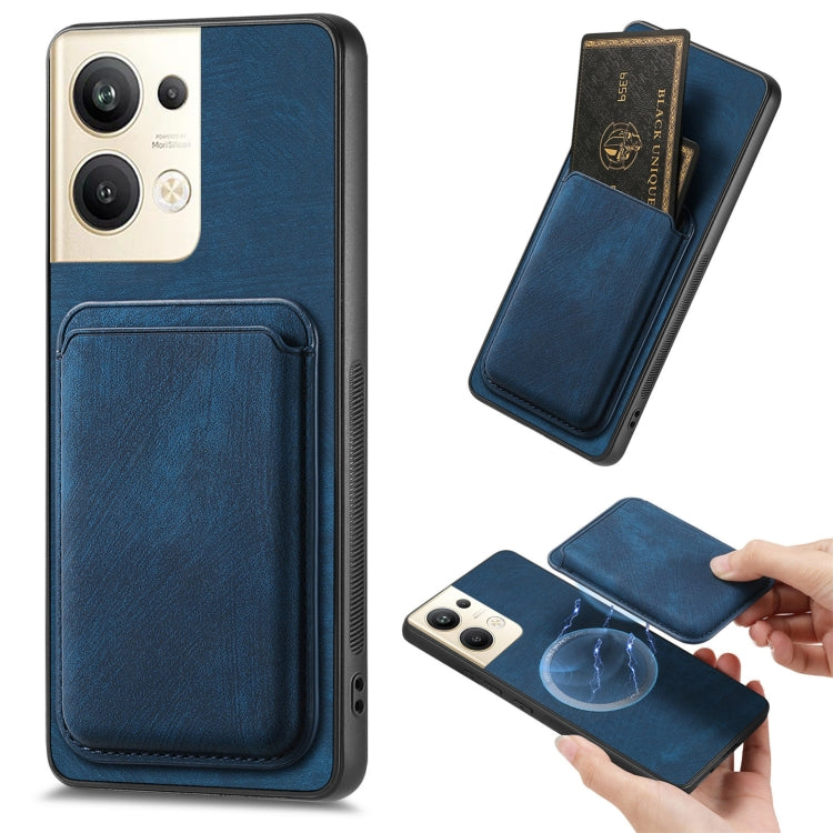 For OPPO Reno9 Pro+ 5G Retro Leather Card Bag Magnetic Phone Case(Blue) - OPPO Cases by PMC TechLife | Online Shopping South Africa | PMC TechLife | Buy Now Pay Later Mobicred