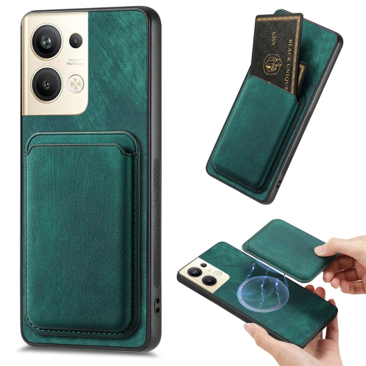 For OPPO Reno9 Pro+ 5G Retro Leather Card Bag Magnetic Phone Case(Green) - OPPO Cases by PMC TechLife | Online Shopping South Africa | PMC TechLife | Buy Now Pay Later Mobicred