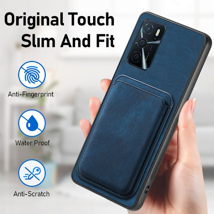For OPPO A17K Retro Leather Card Bag Magnetic Phone Case(Blue) - OPPO Cases by PMC TechLife | Online Shopping South Africa | PMC TechLife | Buy Now Pay Later Mobicred