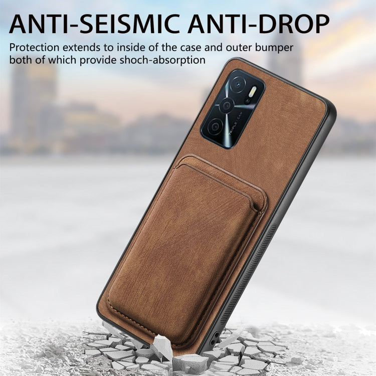 For OPPO A57 4G Retro Leather Card Bag Magnetic Phone Case(Brown) - OPPO Cases by PMC TechLife | Online Shopping South Africa | PMC TechLife | Buy Now Pay Later Mobicred