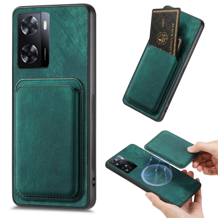 For OPPO A57 4G Retro Leather Card Bag Magnetic Phone Case(Green) - OPPO Cases by PMC TechLife | Online Shopping South Africa | PMC TechLife | Buy Now Pay Later Mobicred