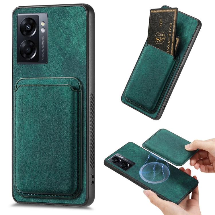 For OPPO A57 5G Retro Leather Card Bag Magnetic Phone Case(Green) - OPPO Cases by PMC TechLife | Online Shopping South Africa | PMC TechLife | Buy Now Pay Later Mobicred