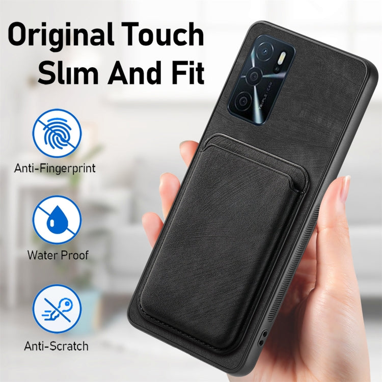For OPPO A57 5G Retro Leather Card Bag Magnetic Phone Case(Black) - OPPO Cases by PMC TechLife | Online Shopping South Africa | PMC TechLife | Buy Now Pay Later Mobicred