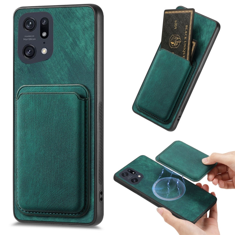 For OPPO Find X5 Pro Retro Leather Card Bag Magnetic Phone Case(Green) - OPPO Cases by PMC TechLife | Online Shopping South Africa | PMC TechLife | Buy Now Pay Later Mobicred