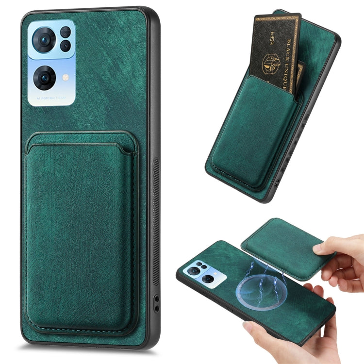 For OPPO Reno7 Pro 5G Retro Leather Card Bag Magnetic Phone Case(Green) - OPPO Cases by PMC TechLife | Online Shopping South Africa | PMC TechLife | Buy Now Pay Later Mobicred