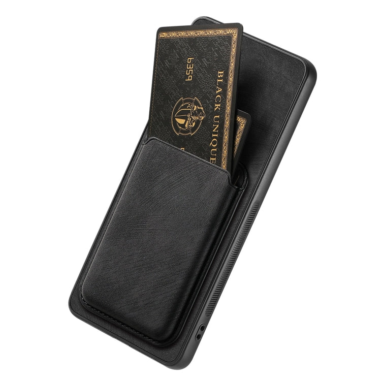 For OPPO Reno7 Pro 5G Retro Leather Card Bag Magnetic Phone Case(Black) - OPPO Cases by PMC TechLife | Online Shopping South Africa | PMC TechLife | Buy Now Pay Later Mobicred