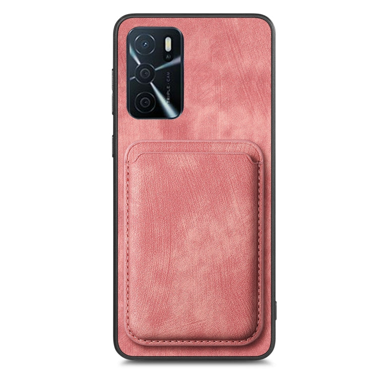 For OPPO A16K Retro Leather Card Bag Magnetic Phone Case(Pink) - OPPO Cases by PMC TechLife | Online Shopping South Africa | PMC TechLife | Buy Now Pay Later Mobicred