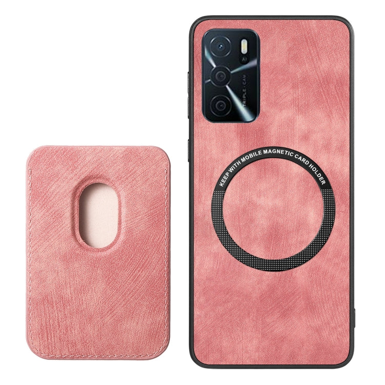 For OPPO A16K Retro Leather Card Bag Magnetic Phone Case(Pink) - OPPO Cases by PMC TechLife | Online Shopping South Africa | PMC TechLife | Buy Now Pay Later Mobicred