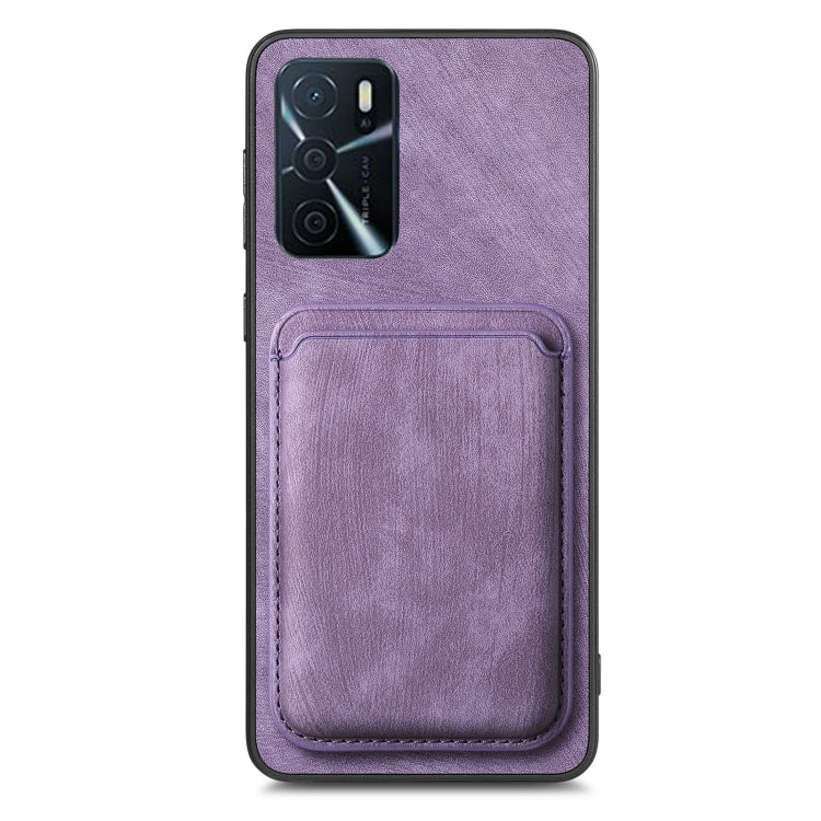 For OPPO A16K Retro Leather Card Bag Magnetic Phone Case(Purple) - OPPO Cases by PMC TechLife | Online Shopping South Africa | PMC TechLife | Buy Now Pay Later Mobicred