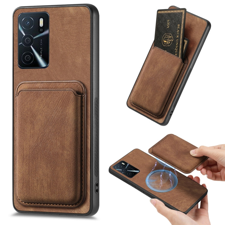 For OPPO A16 Retro Leather Card Bag Magnetic Phone Case(Brown) - OPPO Cases by PMC TechLife | Online Shopping South Africa | PMC TechLife | Buy Now Pay Later Mobicred