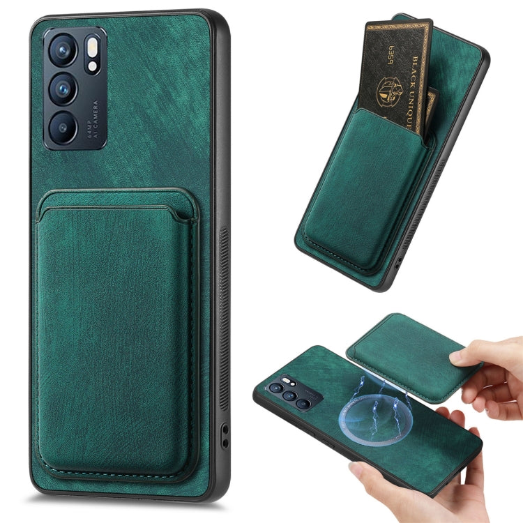For OPPO Reno6 5G Retro Leather Card Bag Magnetic Phone Case(Green) - free shipping - PMC TechLife - Order now!