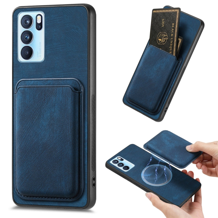 For OPPO Reno6 Pro 5G Retro Leather Card Bag Magnetic Phone Case(Blue) - OPPO Cases by PMC TechLife | Online Shopping South Africa | PMC TechLife | Buy Now Pay Later Mobicred