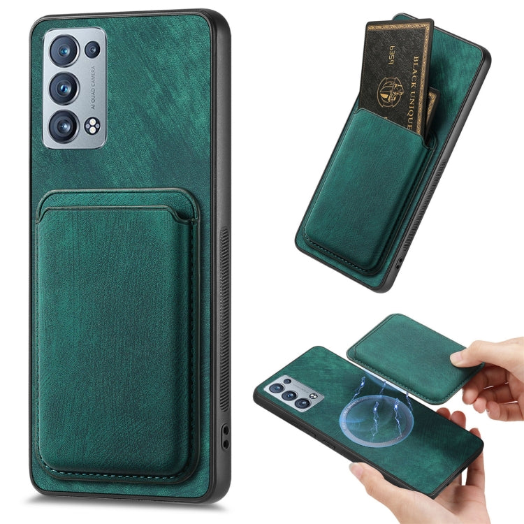 For OPPO Reno6 Pro+ Retro Leather Card Bag Magnetic Phone Case(Green) - OPPO Cases by PMC TechLife | Online Shopping South Africa | PMC TechLife | Buy Now Pay Later Mobicred
