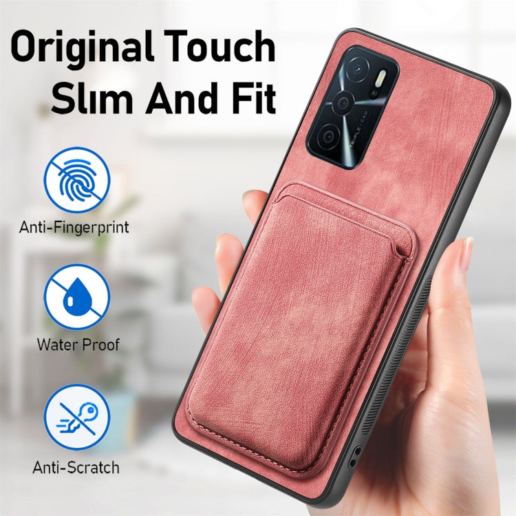 For OPPO Reno6 Pro+ Retro Leather Card Bag Magnetic Phone Case(Pink) - OPPO Cases by PMC TechLife | Online Shopping South Africa | PMC TechLife | Buy Now Pay Later Mobicred