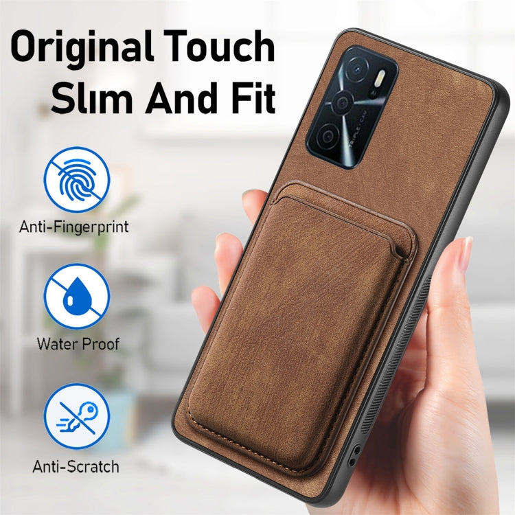 For OPPO F19 Retro Leather Card Bag Magnetic Phone Case(Brown) - OPPO Cases by PMC TechLife | Online Shopping South Africa | PMC TechLife | Buy Now Pay Later Mobicred