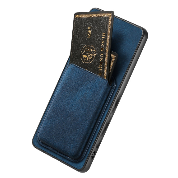 For OPPO F19 Retro Leather Card Bag Magnetic Phone Case(Blue) - OPPO Cases by PMC TechLife | Online Shopping South Africa | PMC TechLife | Buy Now Pay Later Mobicred