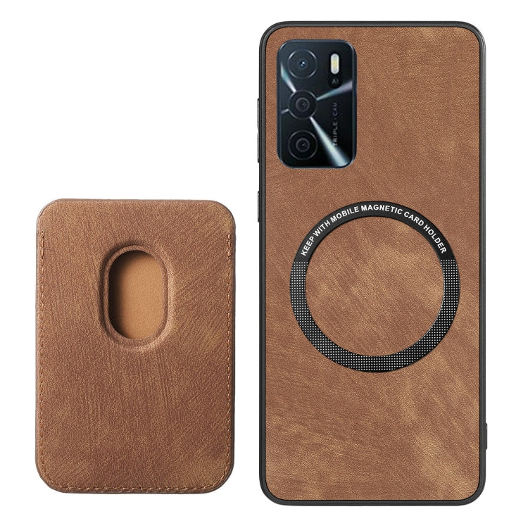 For OPPO F19 Pro+ Retro Leather Card Bag Magnetic Phone Case(Brown) - OPPO Cases by PMC TechLife | Online Shopping South Africa | PMC TechLife | Buy Now Pay Later Mobicred