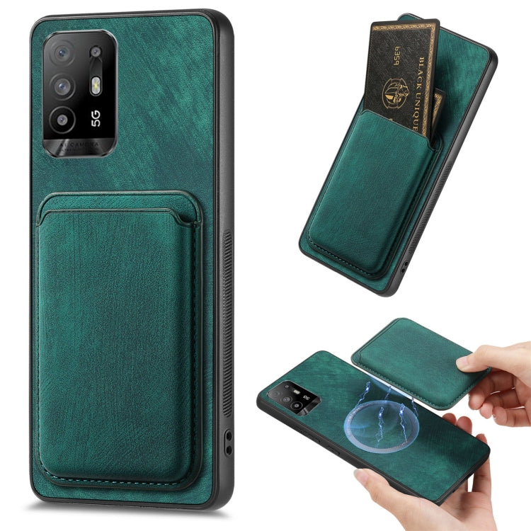 For OPPO F19 Pro+ Retro Leather Card Bag Magnetic Phone Case(Green) - OPPO Cases by PMC TechLife | Online Shopping South Africa | PMC TechLife | Buy Now Pay Later Mobicred