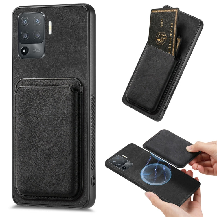 For OPPO F19 Pro Retro Leather Card Bag Magnetic Phone Case(Black) - OPPO Cases by PMC TechLife | Online Shopping South Africa | PMC TechLife | Buy Now Pay Later Mobicred