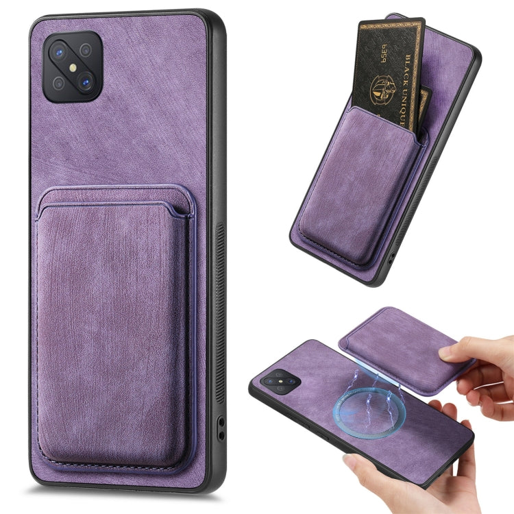 For OPPO A92S Retro Leather Card Bag Magnetic Phone Case(Purple) - OPPO Cases by PMC TechLife | Online Shopping South Africa | PMC TechLife | Buy Now Pay Later Mobicred
