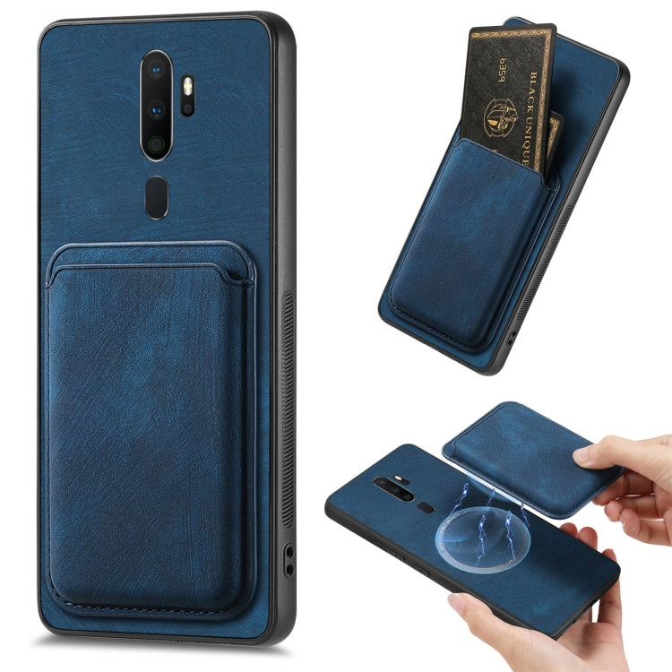 For OPPO A5 Retro Leather Card Bag Magnetic Phone Case(Blue) - OPPO Cases by PMC TechLife | Online Shopping South Africa | PMC TechLife | Buy Now Pay Later Mobicred