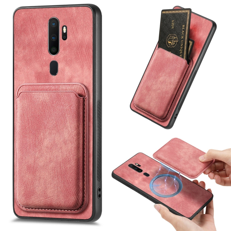 For OPPO A5 Retro Leather Card Bag Magnetic Phone Case(Pink) - free shipping - PMC TechLife - Order now!