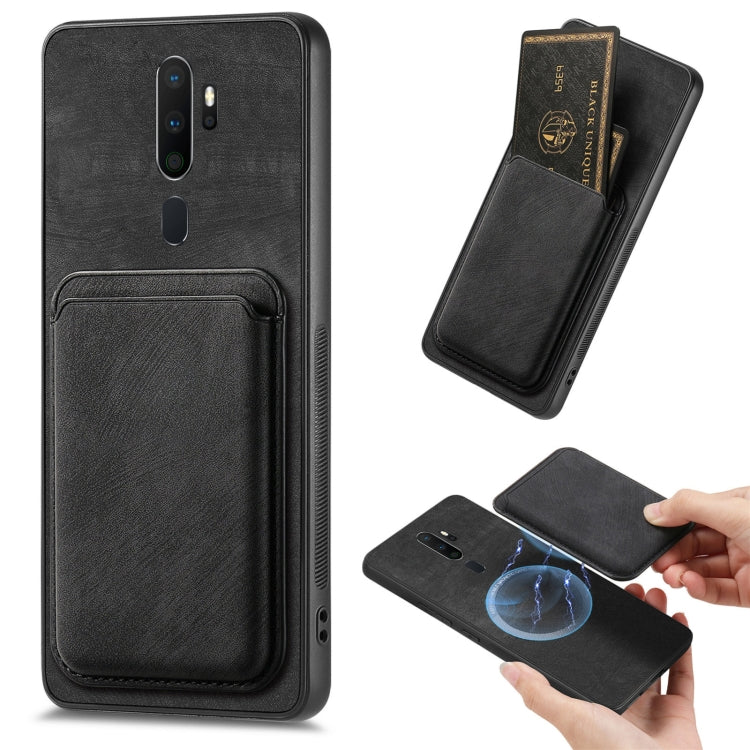 For OPPO A5 Retro Leather Card Bag Magnetic Phone Case(Black) - free shipping - PMC TechLife - Order now!