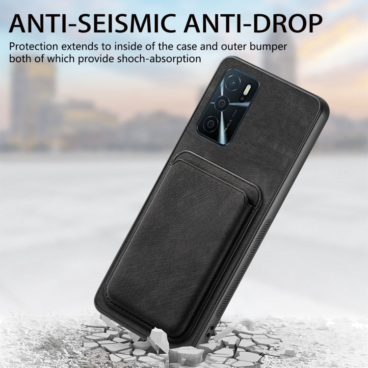 For OPPO A5 Retro Leather Card Bag Magnetic Phone Case(Black) - free shipping - PMC TechLife - Order now!