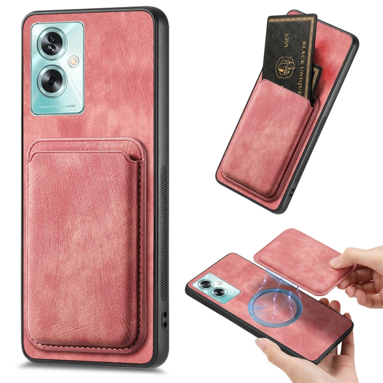 For OPPO A79 5G Retro Leather Card Bag Magnetic Phone Case(Pink) - free shipping - PMC TechLife - Order now!