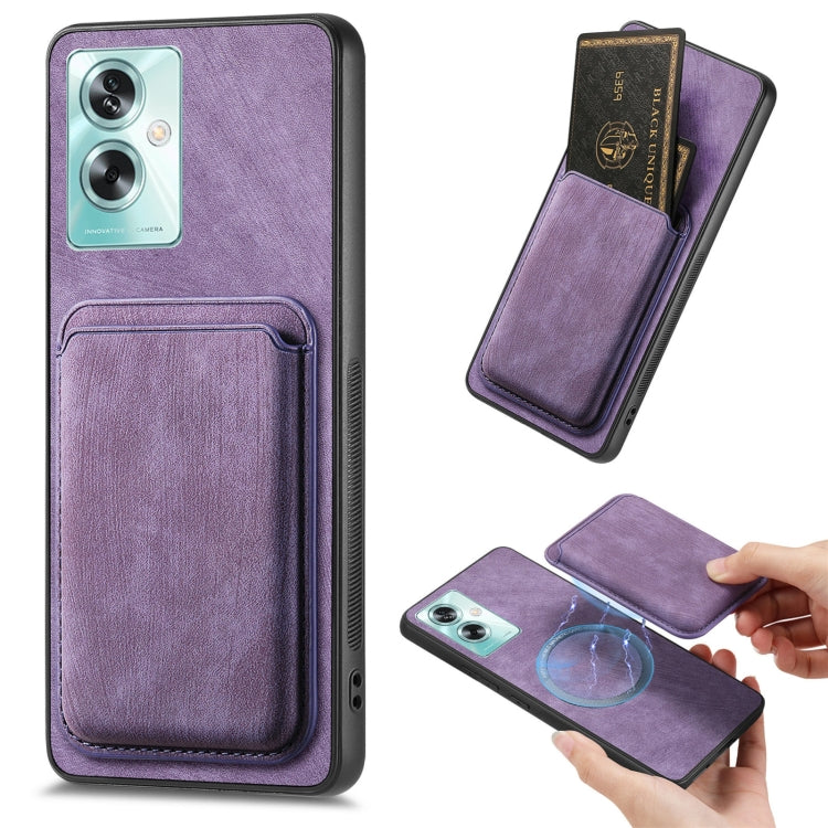 For OPPO A79 5G Retro Leather Card Bag Magnetic Phone Case(Purple) - OPPO Cases by PMC TechLife | Online Shopping South Africa | PMC TechLife | Buy Now Pay Later Mobicred