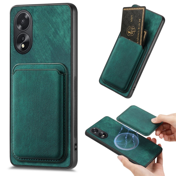 For OPPO A38 4G / A18 4G Retro Leather Card Bag Magnetic Phone Case(Green) - free shipping - PMC TechLife - Order now!