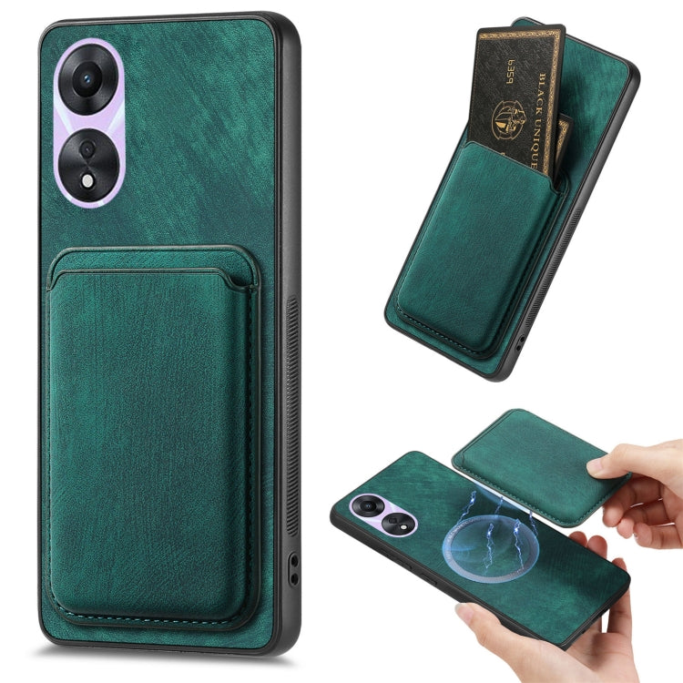 For OPPO A78 5G / A58 5G Retro Leather Card Bag Magnetic Phone Case(Green) - free shipping - PMC TechLife - Order now!