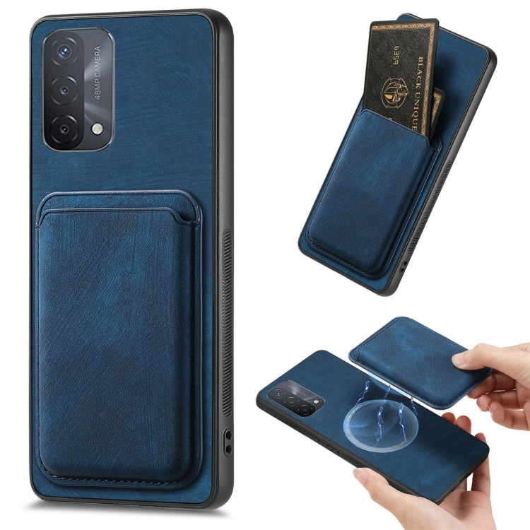 For OPPO A93 5G/A74 5G/A54 5G Retro Leather Card Bag Magnetic Phone Case(Blue) - OPPO Cases by PMC TechLife | Online Shopping South Africa | PMC TechLife | Buy Now Pay Later Mobicred